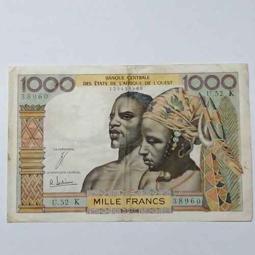 West African State 1965 Senegal 1000 Francs banknote - very scarce