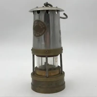 Original Brass Mine lamp - made by DOEP ENG. WORKS BOKSBURG - Cambrian type - excellent