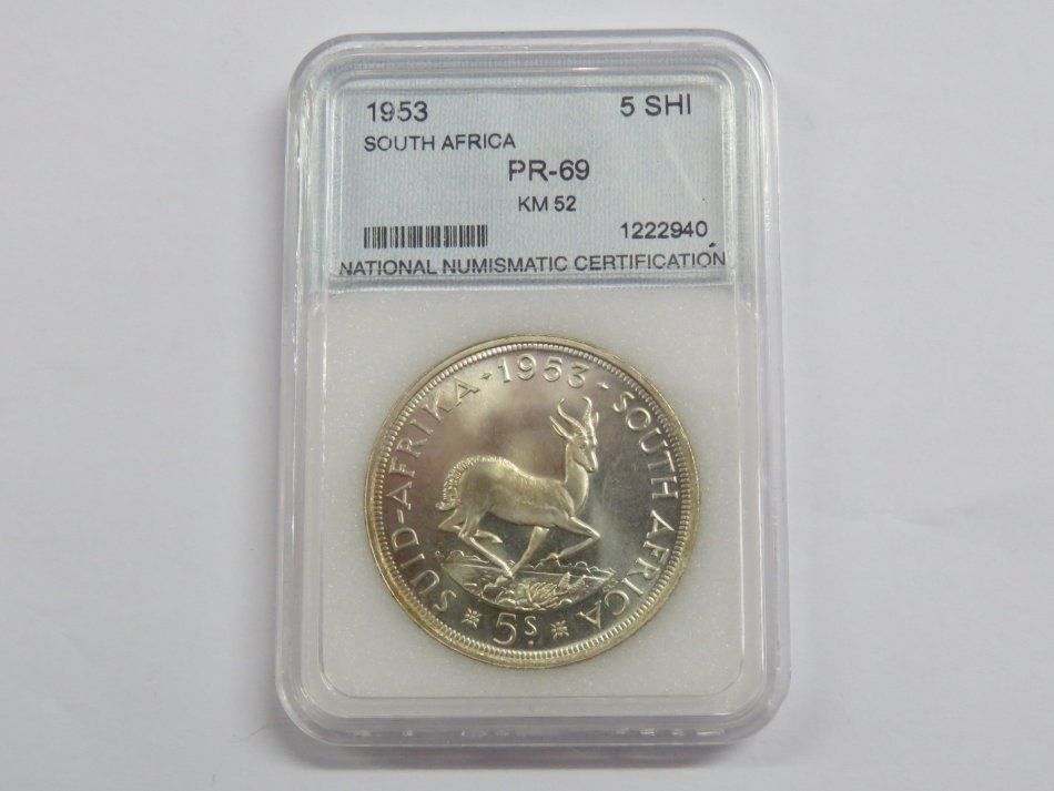 1953 South Africa Union crown graded PR 69 by NNC - Only 5000 proofs minted