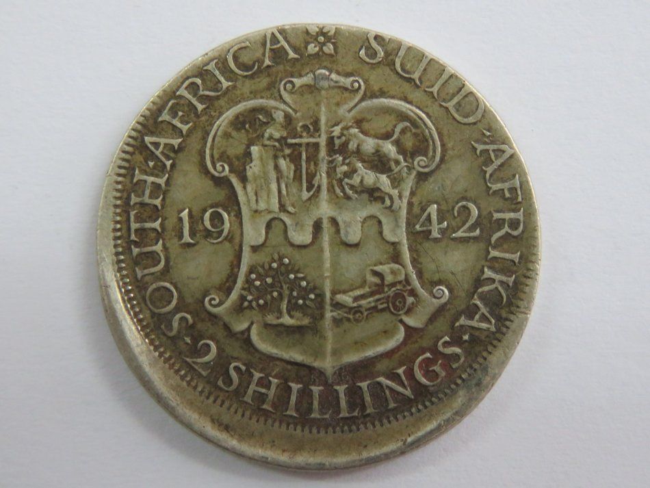 1942 SAU Silver Two Shilling error coin with total misstrike error RARE
