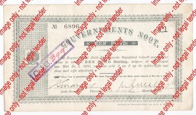 One Pound 1900 Pretoria Gouvernements Noot - Marked CJC 399 - no folds - excellent