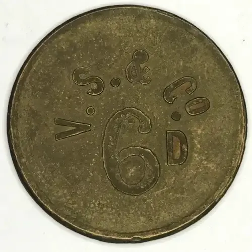 V.S. and Co Cape Town 6d token - Very SCARCE