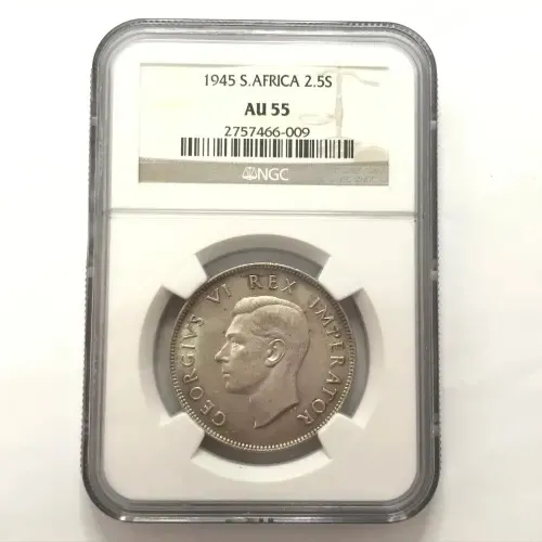 1945 SA Union half crown graded as AU55 by NGC