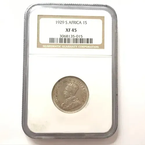 1929 SA Union 1 shilling graded XF45 by NGC