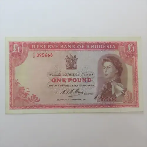Reserve Bank of Rhodesia One Pound K25 1 sept 1967 - a EF