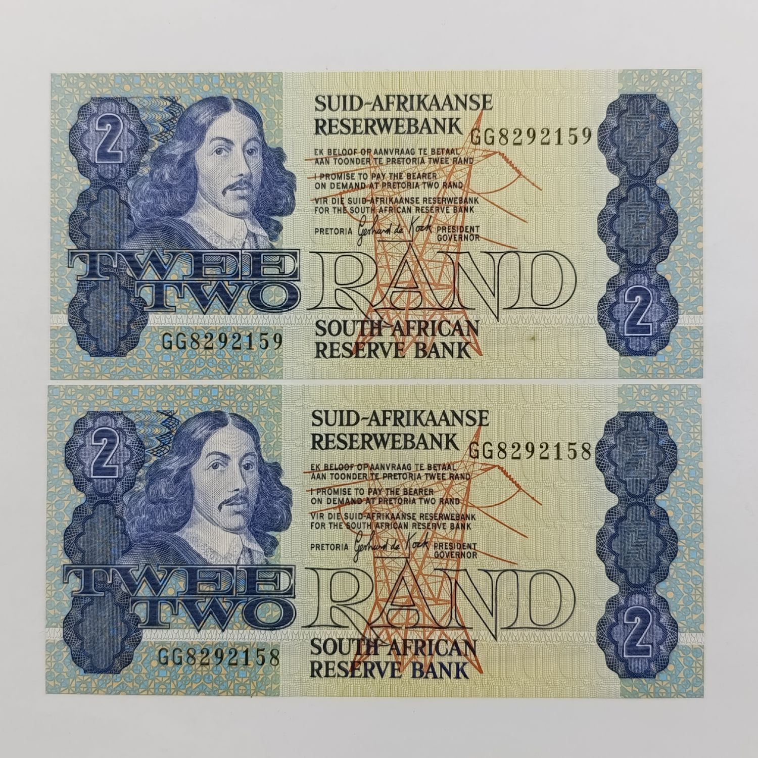 GPC de Kock 3rd issue R2 banknotes - pair with consecutive numbers - uncirculated