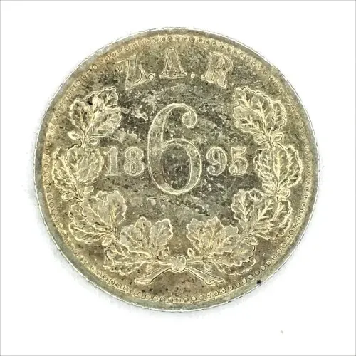 1895 ZAR Kruger 6d Sixpence - XF +