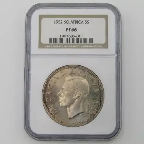 1952 SA Union 5s Five Shilling graded PF 66 by NGC