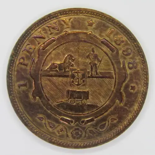 ZAR Paul Kruger 1898 penny UNC with beautiful toning