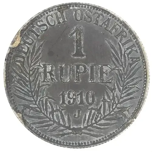 1910 German East Africa J 1 Rupie - Toned dark and very little wear - AU or better