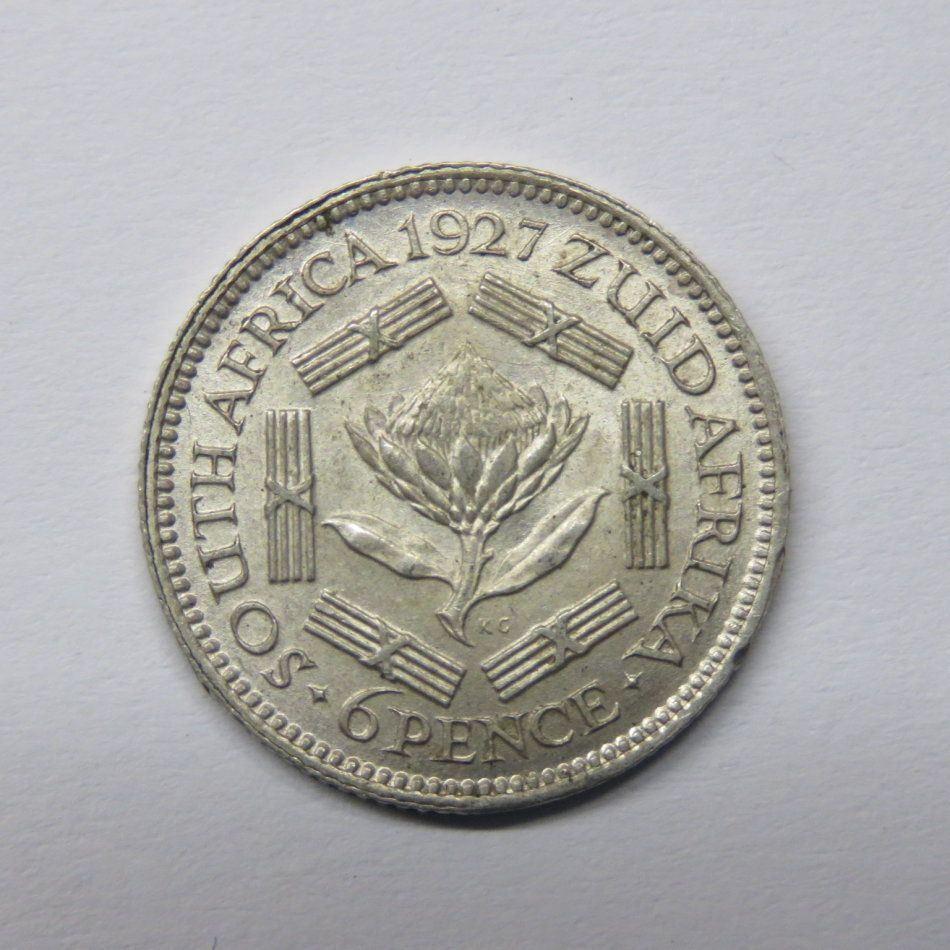 1927 South africa sixpence - AU+ / UNC