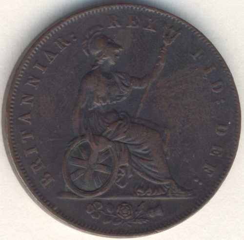 1827 Great Britain George 4 half penny - XF+