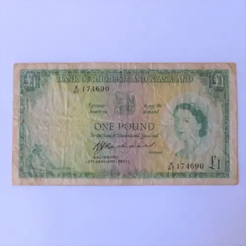 Rhodesia and Nyasaland One Pound 13 January 1961 X67