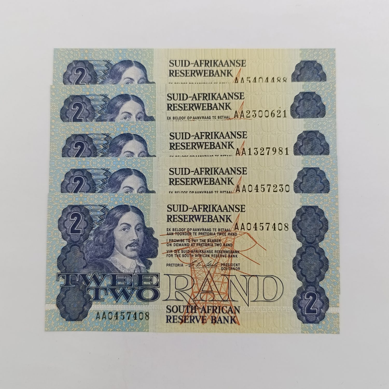 CL S Stals only issue R2 banknotes - Lot of 5 uncirculated notes with AA numbers