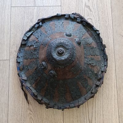 Antique 18th Century Ethiopian Amhara Shield and Shotel - used in Battle of Magdala defending Emperor Tevodros II - with Certificate of Authenticity