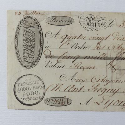 1805? French Napoleonic Bill of Exchange for 5000 Francs