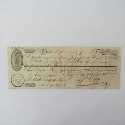 1805? French Napoleonic Bill of Exchange for 5000 Francs