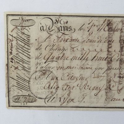 1805 French Napoleonic Bill of Exchange - 4800 Francs