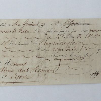 1805 French Napoleonic Bill of Exchange - 5000 Francs - Excellent condition