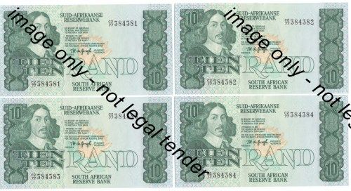 TW de Jongh 4th Issue - Lot of 20 consecutive numbered R10 notes uncirculated C2 / 77