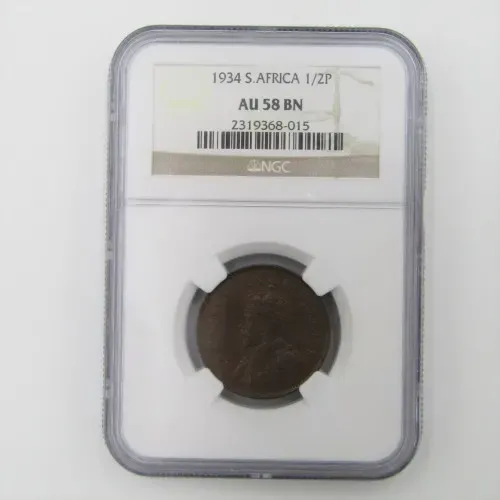 1934 SA Union 1/2d Half Penny graded AU 58 BN by NGC
