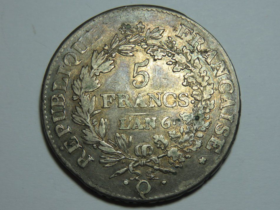 France 1798 5 francs - `L`AN 6` - Mintmark Q - SCARCE!
