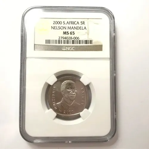 2000 RSA Mandela R5 graded MS 65 by NGC