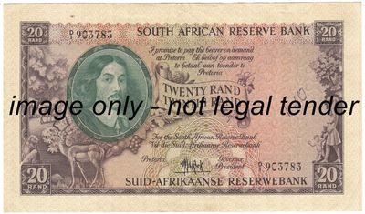 MH de Kock Fourth &amp; Only Issue R20 D1 - Uncirculated with slight middle crease &amp; pen mark - 1961...