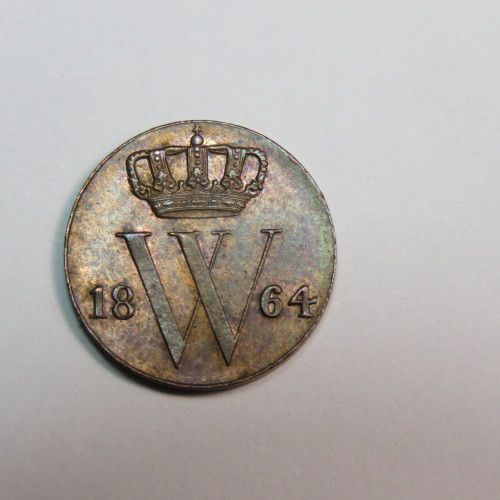 1864 Netherlands copper 1/2 cent - UNC