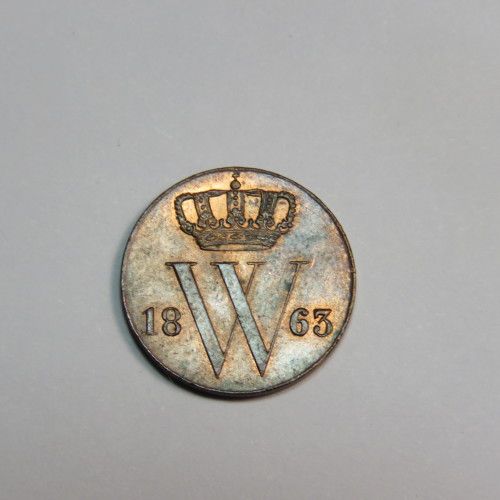 1863 Netherlands copper 1/2 cent - UNC