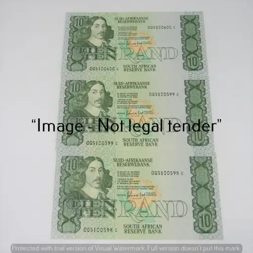 GPC de Kock 3rd Issue R10 bank notes - Lot of 3 uncirculated with consecutive numbers