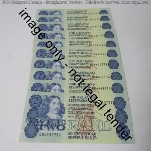 GPC de Kock 3rd issue - Lot of 10 uncirculated R2 banknotes with consecutive numbers