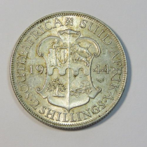 1944 South Africa two shilling - EF - Scarce