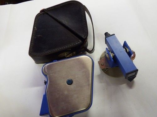 Contract dumpy level and leather pouch with theodolite, set of 3 pieces