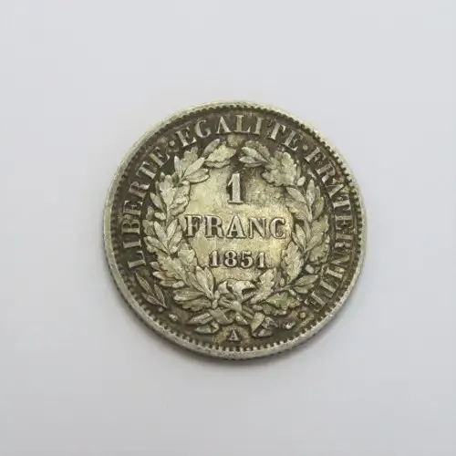 1851 France silver One Franc VF+