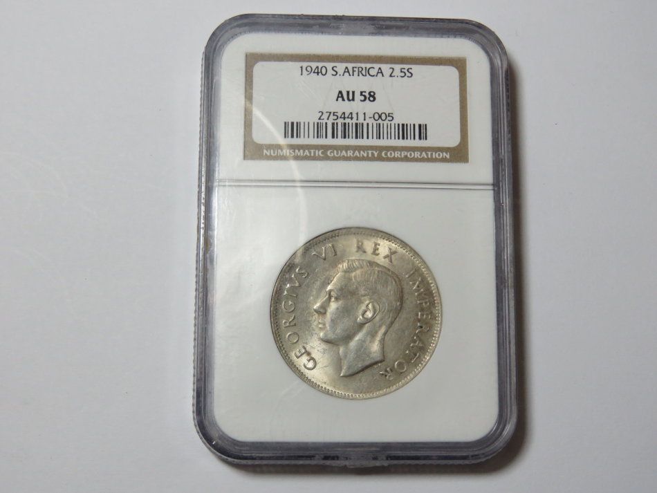1940 SA Union half crown graded by NGC AU 58