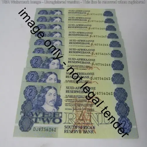 GPC de Kock 3rd issue - Lot of 9 uncirculated R2 banknotes with consecutive numbers