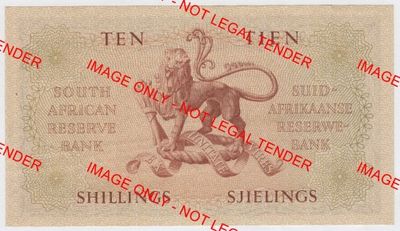 MH de Kock 1958 Ten Shillings - very slight folding marks