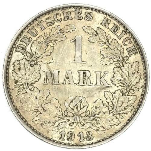 1913 G German Mark - AU+ - SCARCE