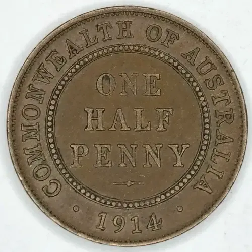 1914 Australia Half Penny ( London mint ) AU