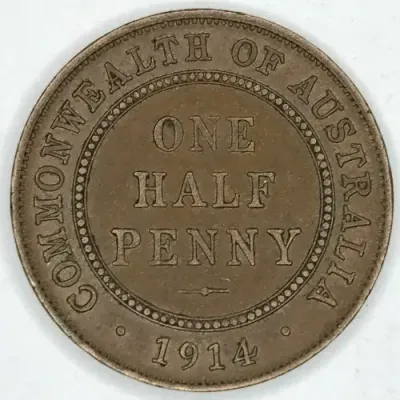 1914 Australia Half Penny ( London mint ) AU