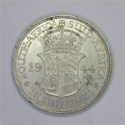 South Africa 1944 half crown AU with mint lustre