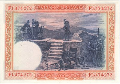 Spain 100 Peseta El Banco de Espana 1925 Felipe 2 note - WITHOUT SERIES - UNCIRCULATED