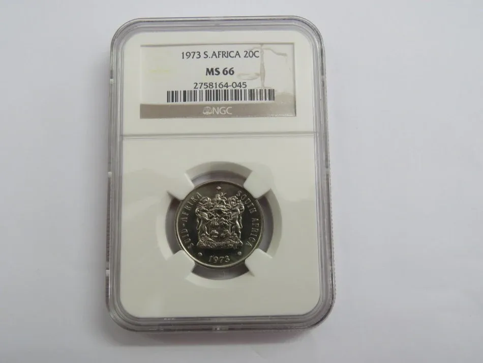 1973 RSA 20 cent graded MS 66 by NGC Only 20000 minted ! POP 1