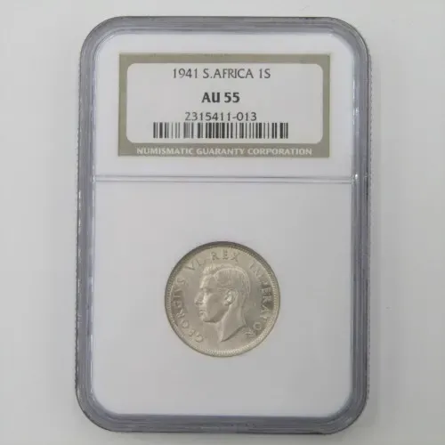 1941 SA Union Shilling graded AU 55 by NGC