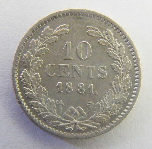 1881 Willem Netherlands 10 cent uncirculated