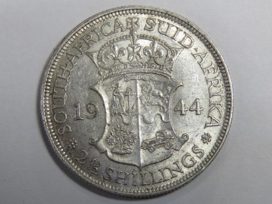 SA Union 1944 half crown in AU condition