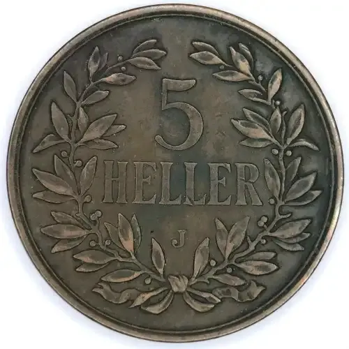 1908 German East Africa J 5 Heller - Bronze - XF