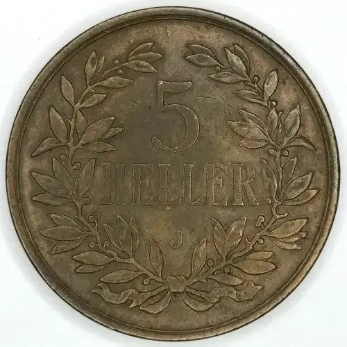 1908 j German East Africa 5 Heller - XF