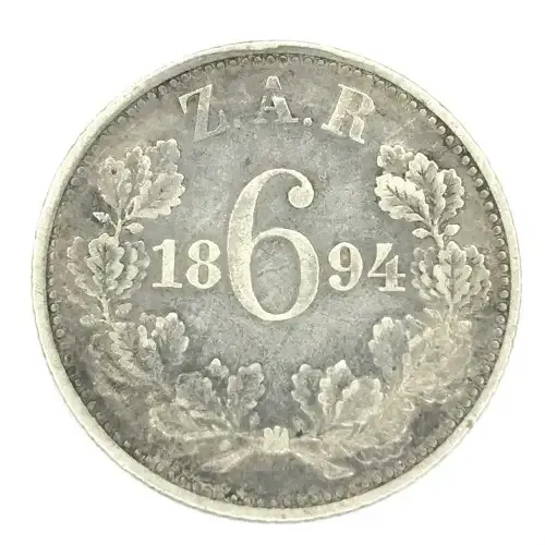 1894 ZAR Kruger 6d Sixpence - VF